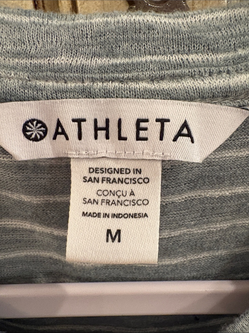 Athleta Heathered Teal-Gray Striped Sleeveless Tank - Picture 2 of 3